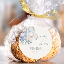 Adesivo Bebê No Chá de fraldas De Blogue Azul Floral