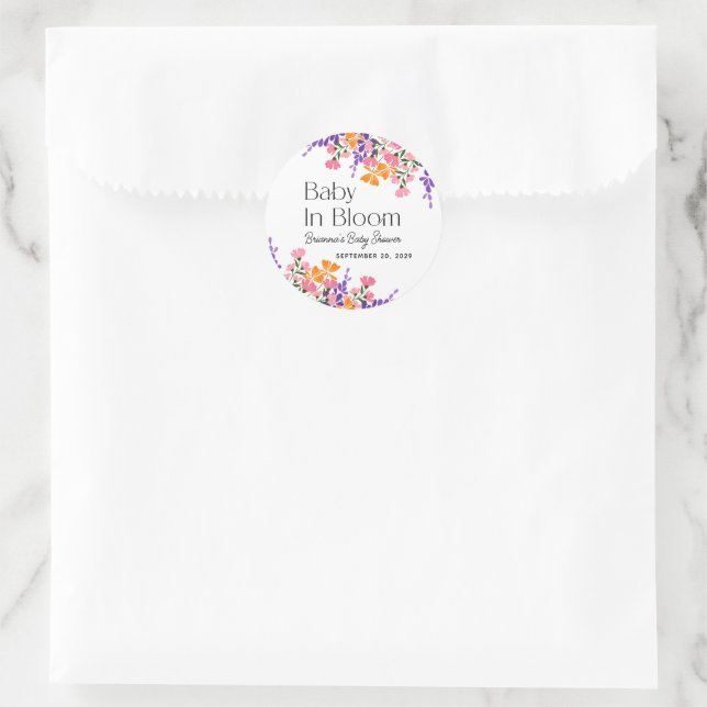 Adesivo Bebê no Chá de fraldas de Flores de Mola Vibrantes (Bolsa)