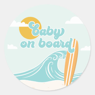 Adesivo Bebê no Chá de fraldas de praia do Surf Conselho
