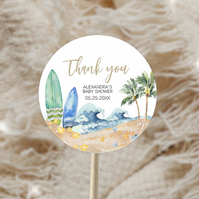 Adesivo Bebê no Conselho Beach Chá de fraldas (Baby on Board Beach Baby Shower Sticker)
