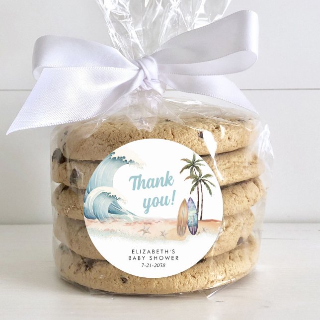 Adesivo Bebê No Conselho Surfing Beach Chá de fraldas Obri (Criador carregado)