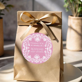 Adesivo Bebê no florescente rosa rosa pálido chá de fralda