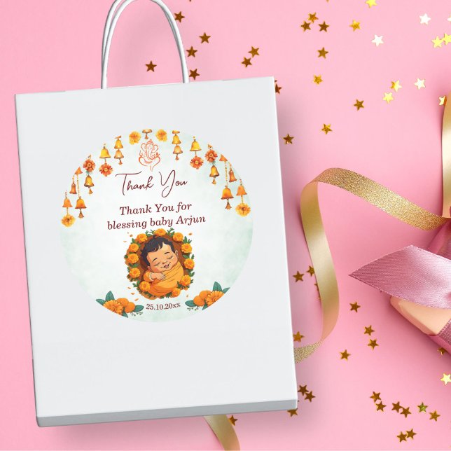 Adesivo Bebê Nomeando Namkaran Cerimônia do Cradle (Baby naming cradle namkarana ceremony favor gift thank you stickers baby naming favor stickers)