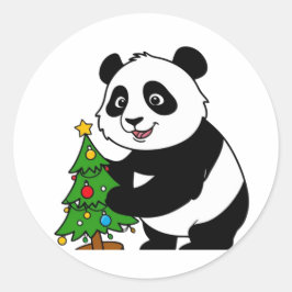 Adesivo Bebê panda com árvore de natal