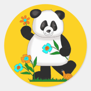 Adesivo Bebê Panda Crianças Com Flores 2