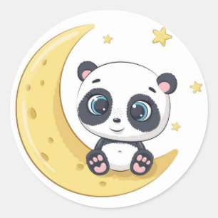 Adesivo Bebê Panda Sobre A Lua 