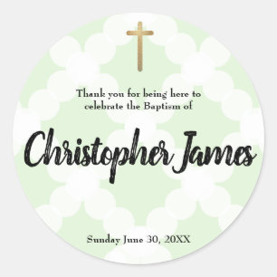 Adesivo Bebê personalizado obrigado de batismo verde