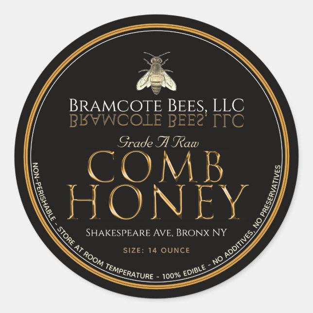 Adesivo Bebê preto e Dourado Raw Raw Rlabel (Frente)