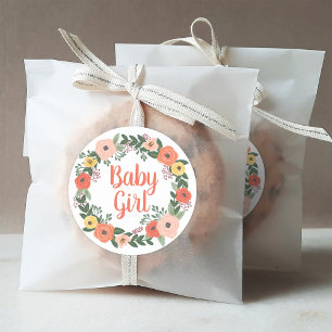 Adesivo Bebê Rapariga Blush e Coral Floral Wreath