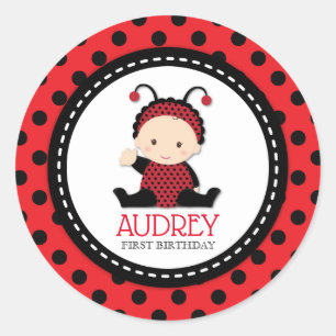 Adesivo Bebê Red Ladybug Primeiro Chá de fraldas de aniver
