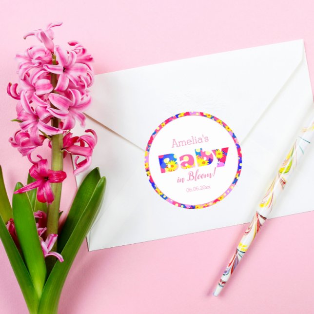 Adesivo Bebê rosa personalizado no Chá de fraldas rosa-san (Criador carregado)