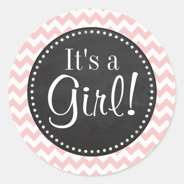 Adesivo Bebê Rosa, Rosa claro Cevron Stripes; Giz (Frente)