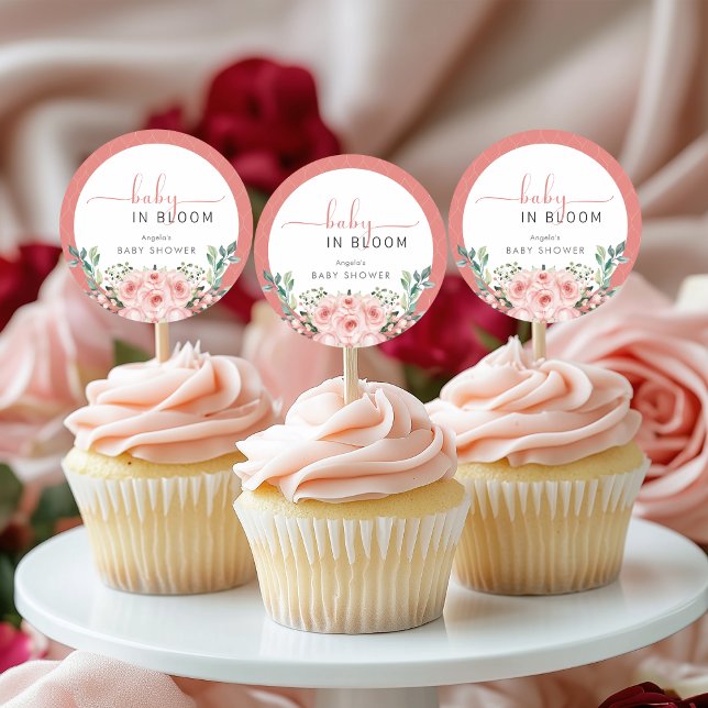 Adesivo Bebê Rosa Rosa Rosa Rosa Esbranquiçada em Chá de S (Criador carregado)