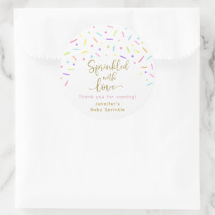 Adesivo Bebê Sprinkle Rosa Dourado Obrigado
