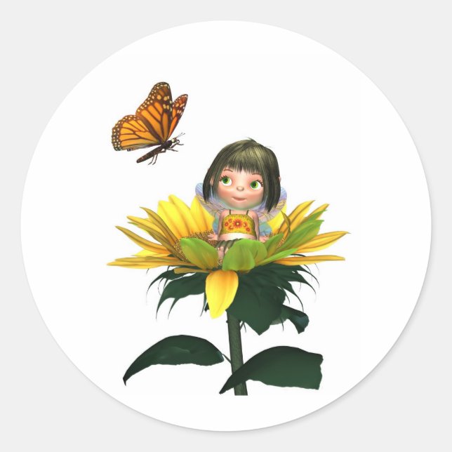 Adesivo Bebê Sunflower Fairy com borboleta (Frente)