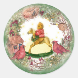 Adesivo Bebê Urso no Cardeal Cavalo Rocking