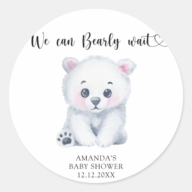 Adesivo Bebê urso polar - mal podemos esperar (Frente)