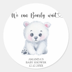 Adesivo Bebê urso polar - mal podemos esperar