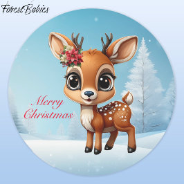 Adesivo Bebê Veado, Fawn, Doce, Reindeer Floral 🦌 🎄 Neve