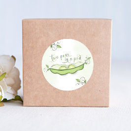 Adesivo Bebê verde-bonito gêmeos duas ervilhas em um pote