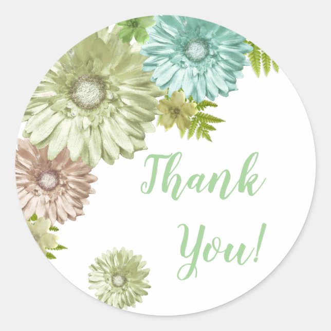 Adesivo Bebê Verde Em Bloom Brunch Chá Obrigado (Frente)