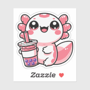 Adesivo Bebendo Axolotl Borracha Tea Vinil Stickers