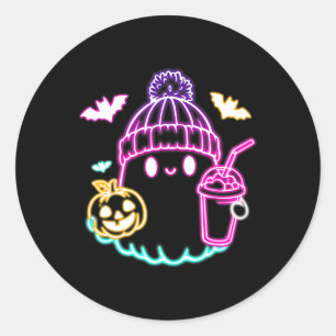 Adesivo Bebendo De Café Fantasma Retro Ghost Spooky Hallow