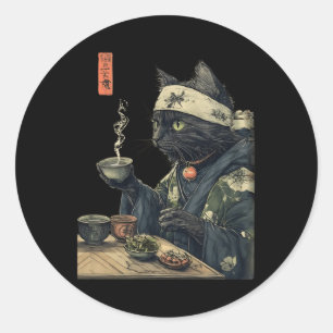 Adesivo Bebendo De Gato Chá Japonês Cerimonia Tea Art Impr