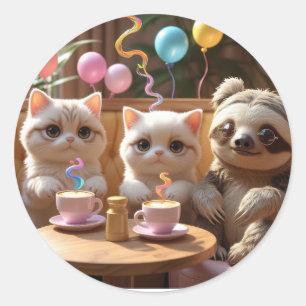 Adesivo Bebendo Doçura: Vibrações de Cat Café com uma Preg
