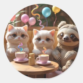 Adesivo Bebendo Doçura: Vibrações de Cat Café com uma Preg
