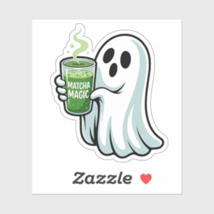 Adesivo Bebendo Fantasma do Spookie Halloween Matcha Drink