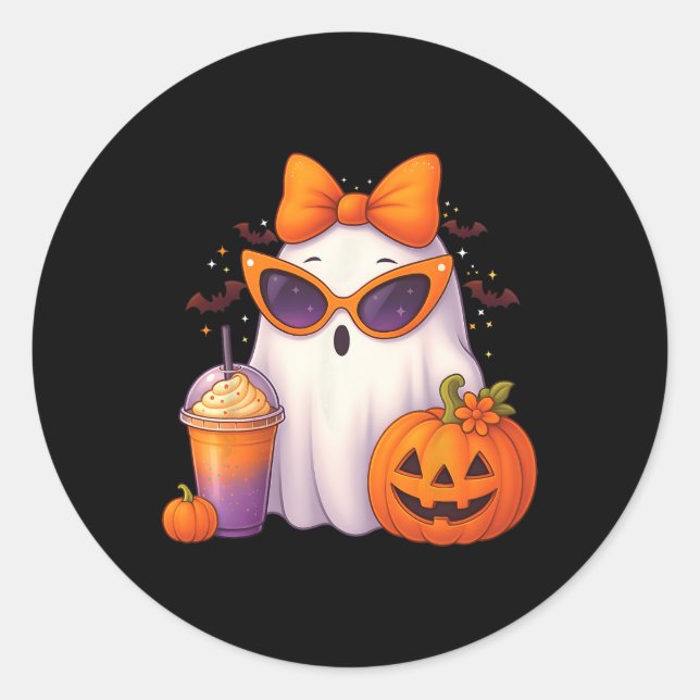 Adesivo Bebendo Fantasma Fantasma Fantasma Feliz Pumpkin F (Frente)