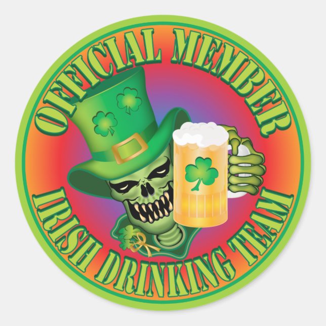 Adesivo Bebendo irlandês Equipe Skull.ai (Frente)