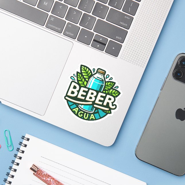 Adesivo Beber agua (Notebook com iPhone)