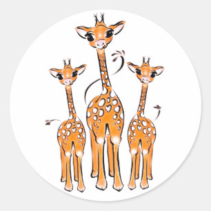 Adesivo Bebês-girafas, animais-safari Classic Round S