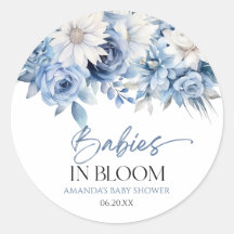 Bebês No Chá de fraldas De Multiplas Florais Azuis