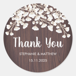 Adesivo Bebês Rustic Wood Floral Obrigado Casamento