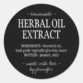 Adesivo Bebida caseira Extrato de óleo herbal preto creme