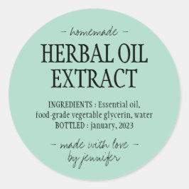 Adesivo Bebida caseira Extrato de óleo herbal verde cremos