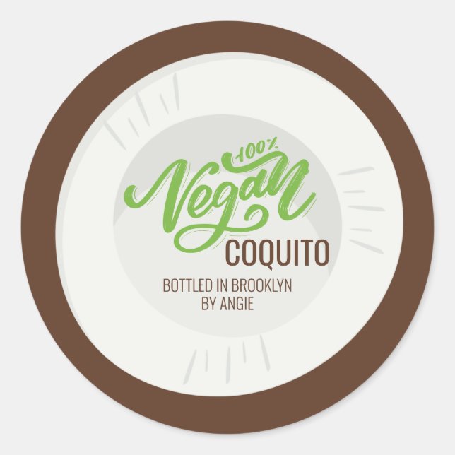 Adesivo Bebida Coconut De Coquito De Coquito Vegan (Frente)