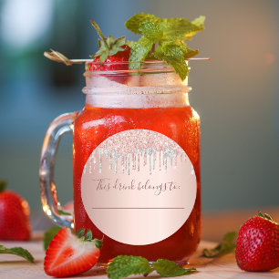 Adesivo Bebida de aniversário brilho dourado rosa pertence