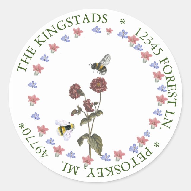 Adesivo BEBIDAS COM rótulo de endereço para flores (Frente)