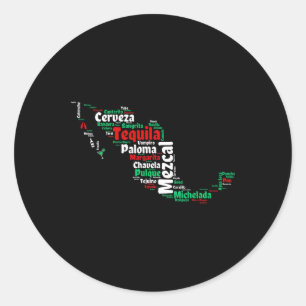 Adesivo Bebidas Mexicanas do Cinco De Mayo Mapa do México 