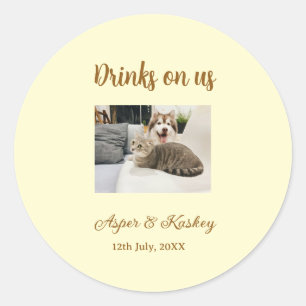 Adesivo Bebidas por nossa conta bar aberto foto de animal 