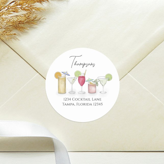 Adesivo Bebidas Simples Cocktail Endereço de Devolução de  (Criador carregado)
