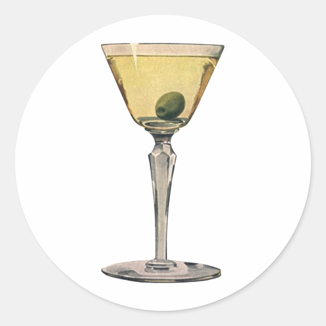 Adesivo Bebidas Vintage, Cocktail de azeitona Martini (Frente)