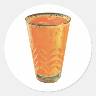 Adesivo Bebidas Vintage, Vidro de Sumo Laranja