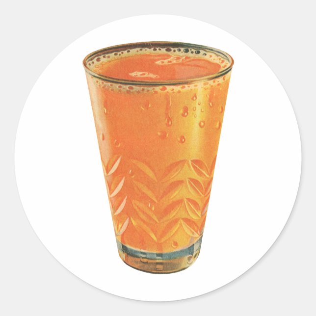 Adesivo Bebidas Vintage, Vidro de Sumo Laranja (Frente)
