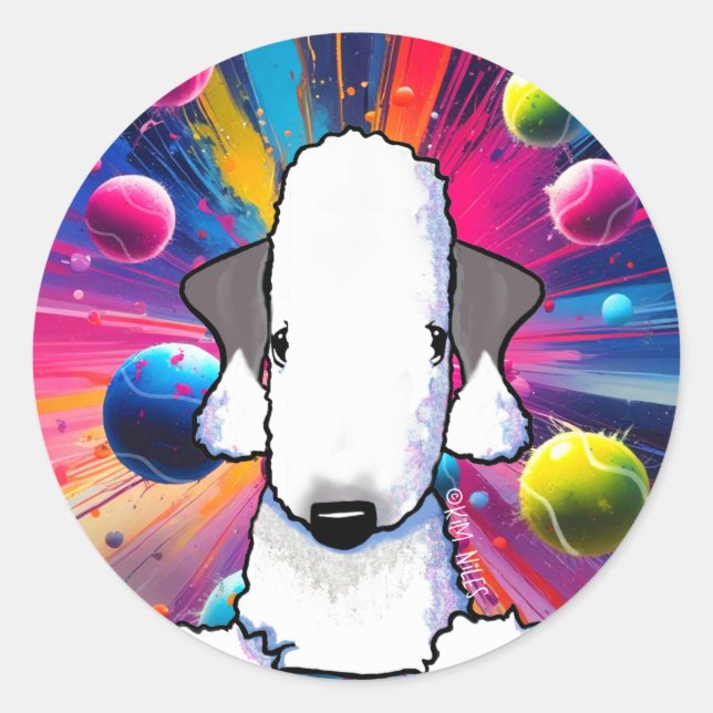 Adesivo Bedlington Terrier Classic Round Sticker (Frente)