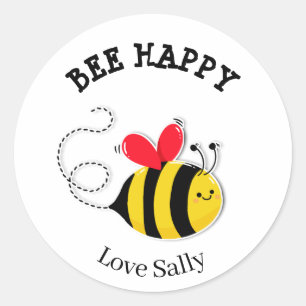 Adesivo Bee Button crachá Bee Happy